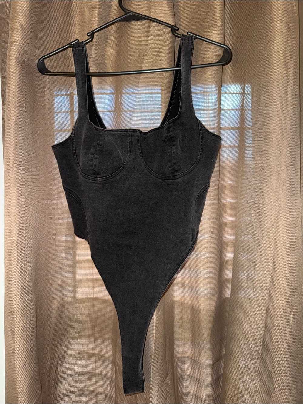 NWT Signature 8 Washed Black Denim Corset Bodysuit Medium